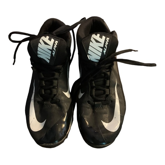 Boys Nike Alpha Fast Flex Mid Shoes football cleats athletic 6 Youth Black White - Picture 8 of 11